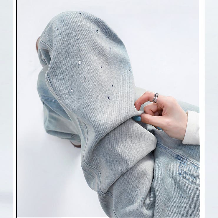 ラインストーンデニムパンツ ビジュジーパン ベルボトム | shoppinggo | 詳細画像15 