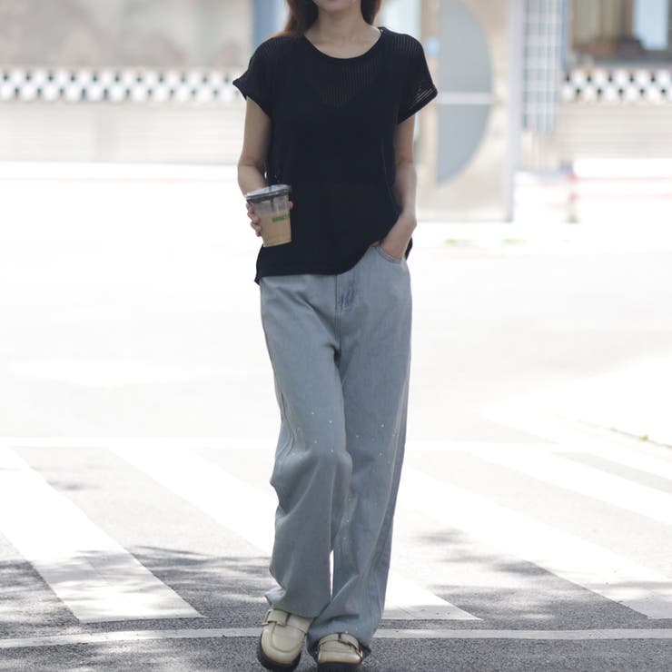 ラインストーンデニムパンツ ビジュジーパン ベルボトム | shoppinggo | 詳細画像25 