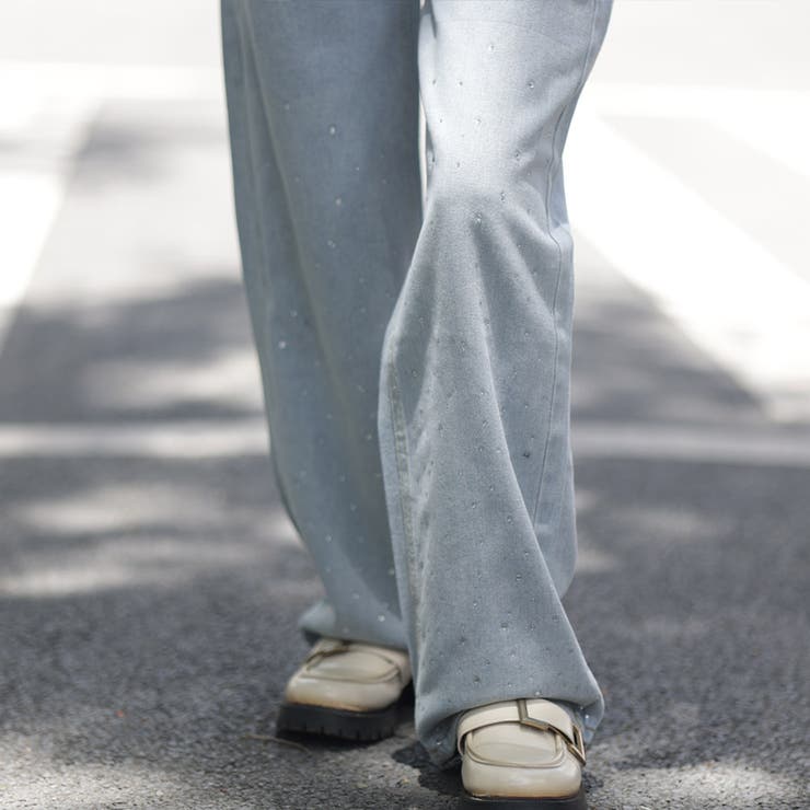 ラインストーンデニムパンツ ビジュジーパン ベルボトム | shoppinggo | 詳細画像29 