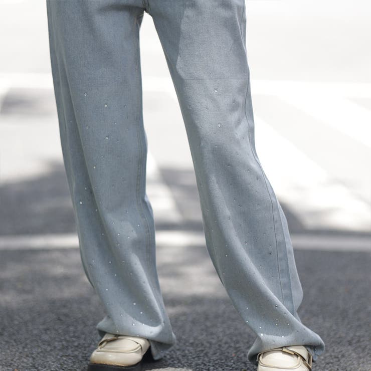 ラインストーンデニムパンツ ビジュジーパン ベルボトム | shoppinggo | 詳細画像30 