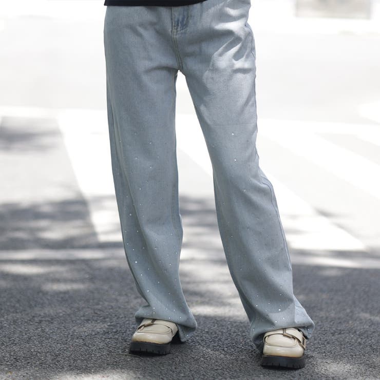 ラインストーンデニムパンツ ビジュジーパン ベルボトム | shoppinggo | 詳細画像31 