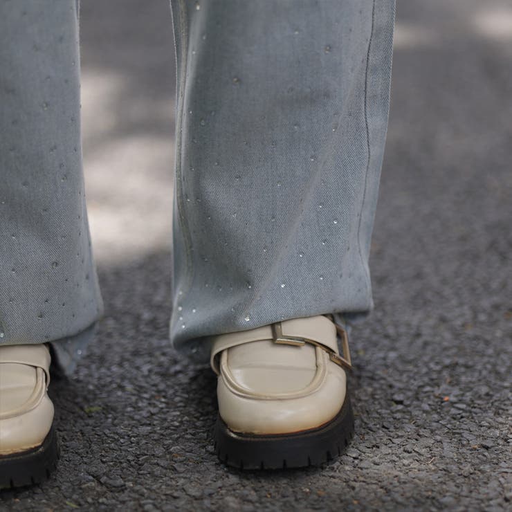 ラインストーンデニムパンツ ビジュジーパン ベルボトム | shoppinggo | 詳細画像32 