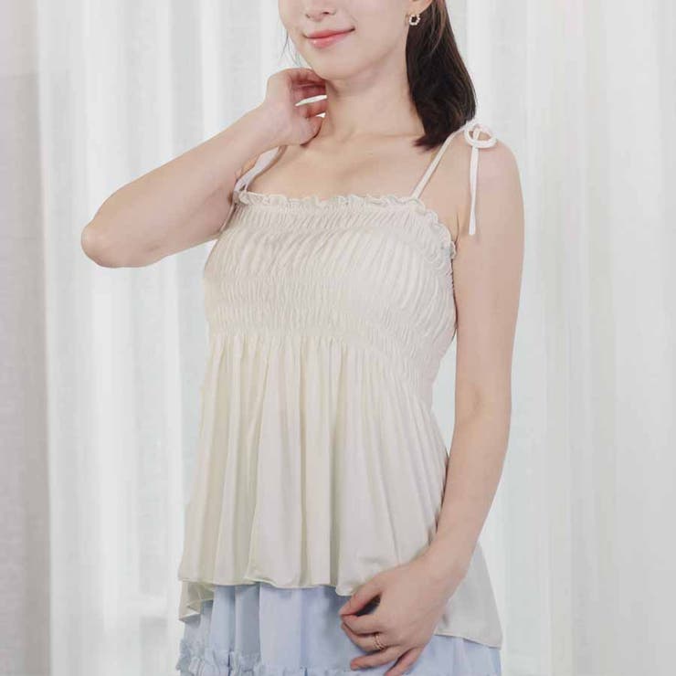 アイボリー | キャミソール 肩紐 リボントップス | shoppinggo