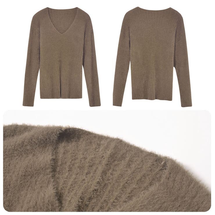 ニットセーター Vネック シャギーニット | shoppinggo | 詳細画像3 