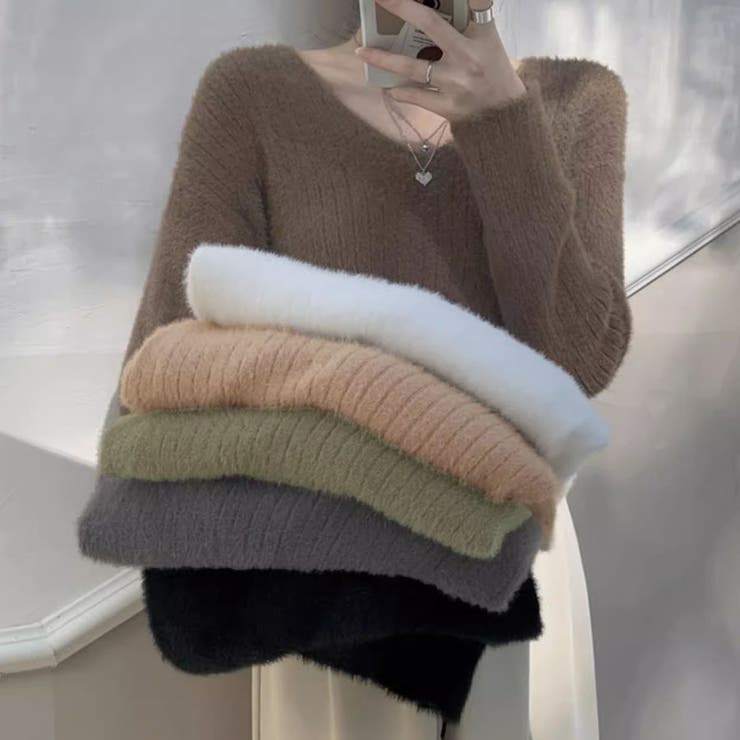 ニットセーター Vネック シャギーニット | shoppinggo | 詳細画像5 