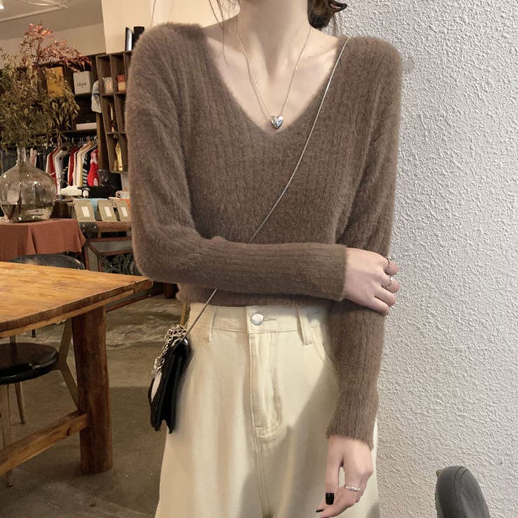 ニットセーター Vネック シャギーニット | shoppinggo | 詳細画像8 