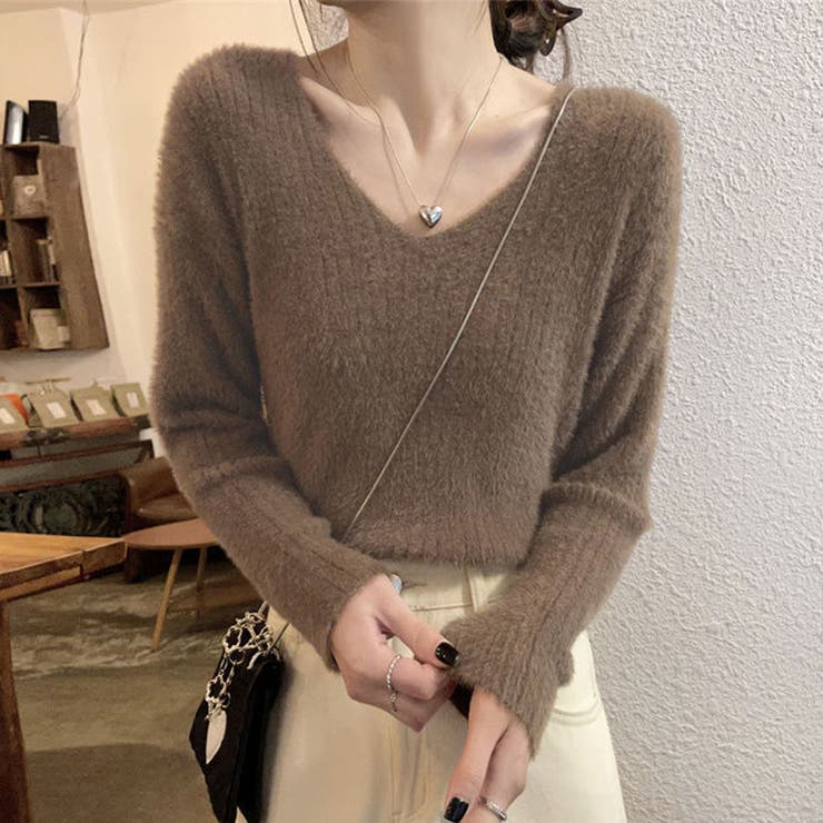 ニットセーター Vネック シャギーニット | shoppinggo | 詳細画像9 