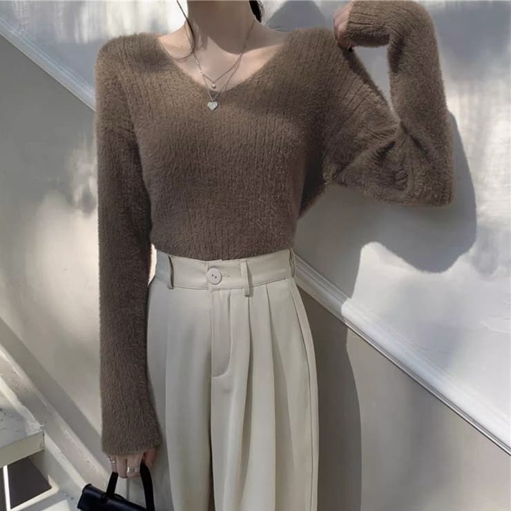 ニットセーター Vネック シャギーニット | shoppinggo | 詳細画像10 