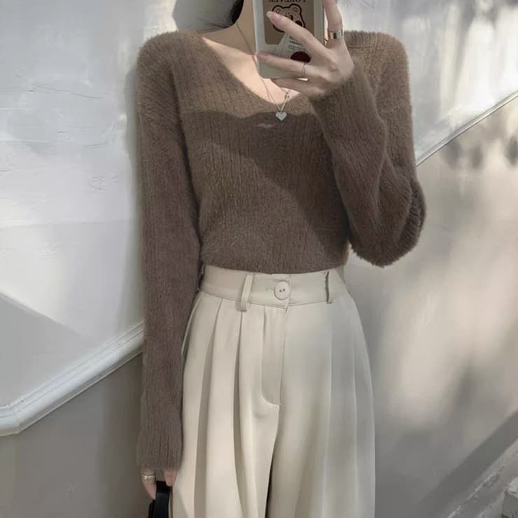 ニットセーター Vネック シャギーニット | shoppinggo | 詳細画像12 