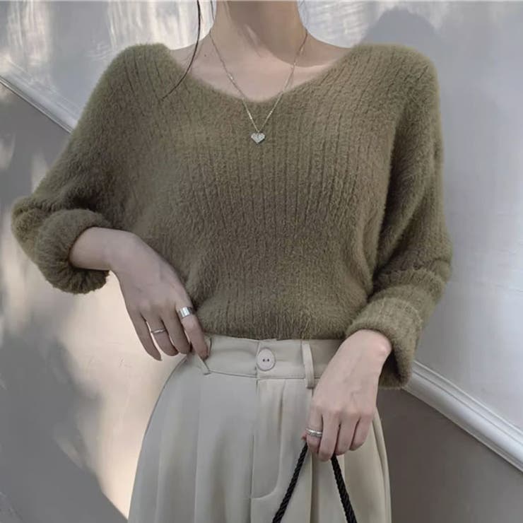 ニットセーター Vネック シャギーニット | shoppinggo | 詳細画像33 