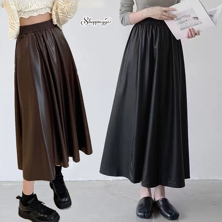 レザースカート レディース PUスカート | shoppinggo | 詳細画像1 