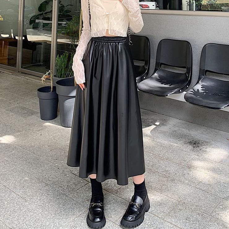 ブラック | レザースカート レディース PUスカート | shoppinggo