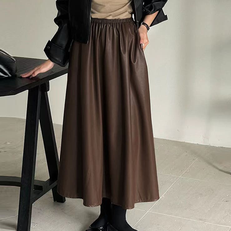 ブラウン | レザースカート レディース PUスカート | shoppinggo