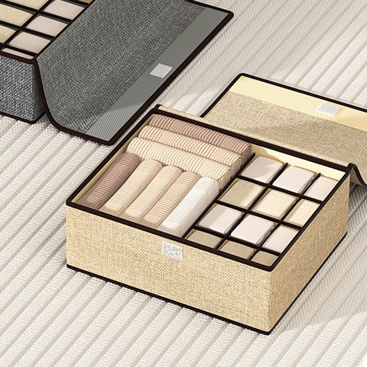 ベージュ*13マス | 仕切り付き収納 選べる2サイズ 下着収納 | shoppinggo