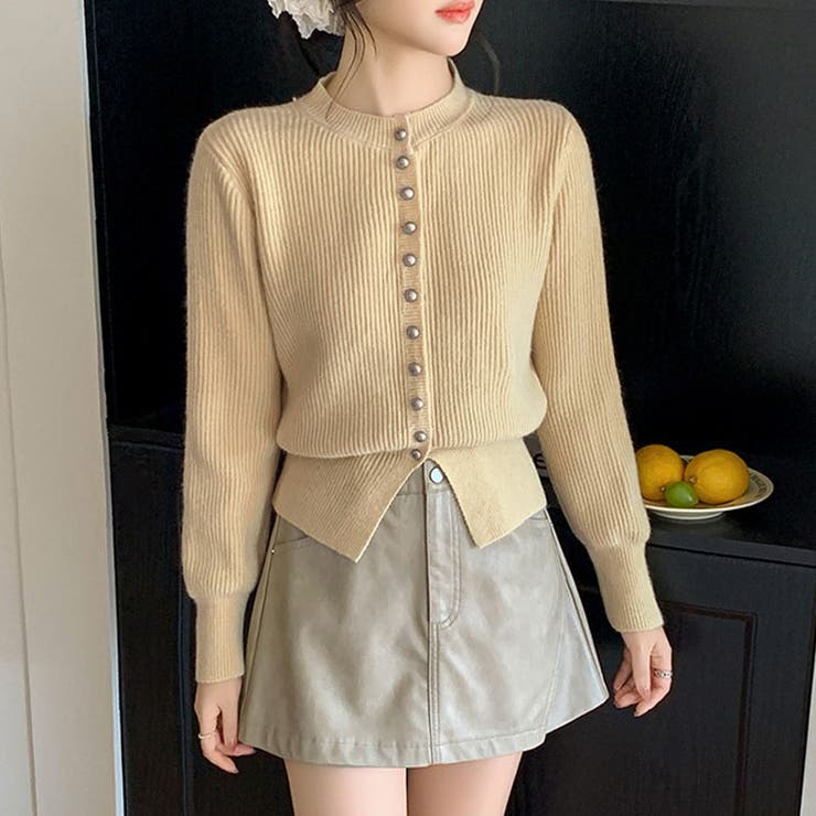 ベージュ | ニットセーター レディース ボダン付き | shoppinggo