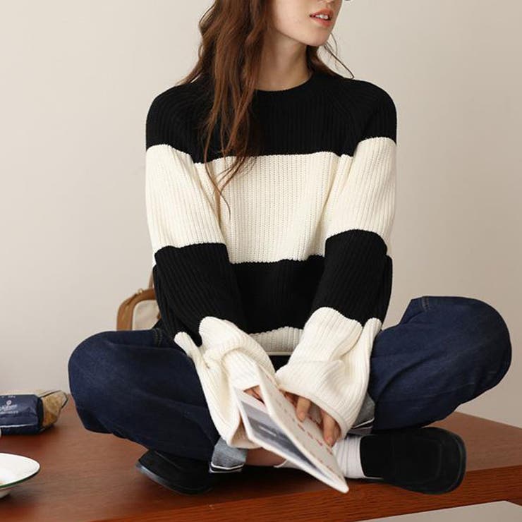ニットセーター ボーダー柄 シンプル | shoppinggo | 詳細画像3 
