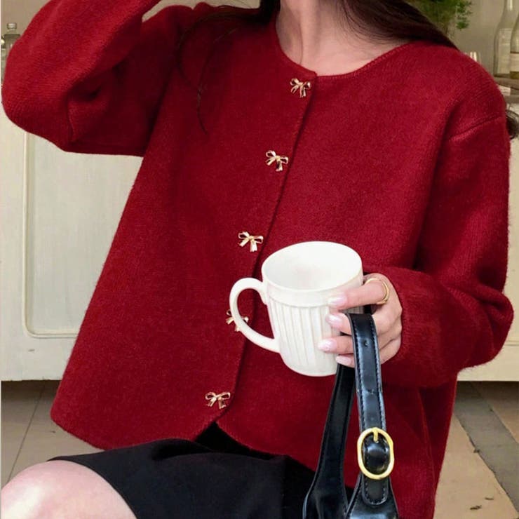 ニットカーディガン リボンボタン ニットセーター | shoppinggo | 詳細画像9 