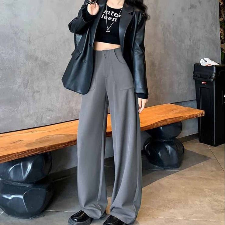 ワイドパンツ スラックス タックワイドパンツ | shoppinggo | 詳細画像14 