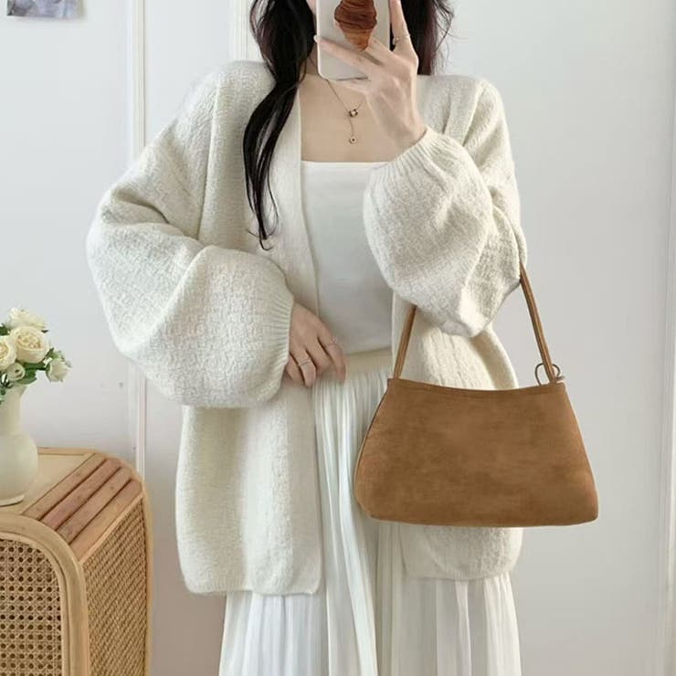 ベージュ | ニットカーディガンVネック レディース カーディガン | shoppinggo