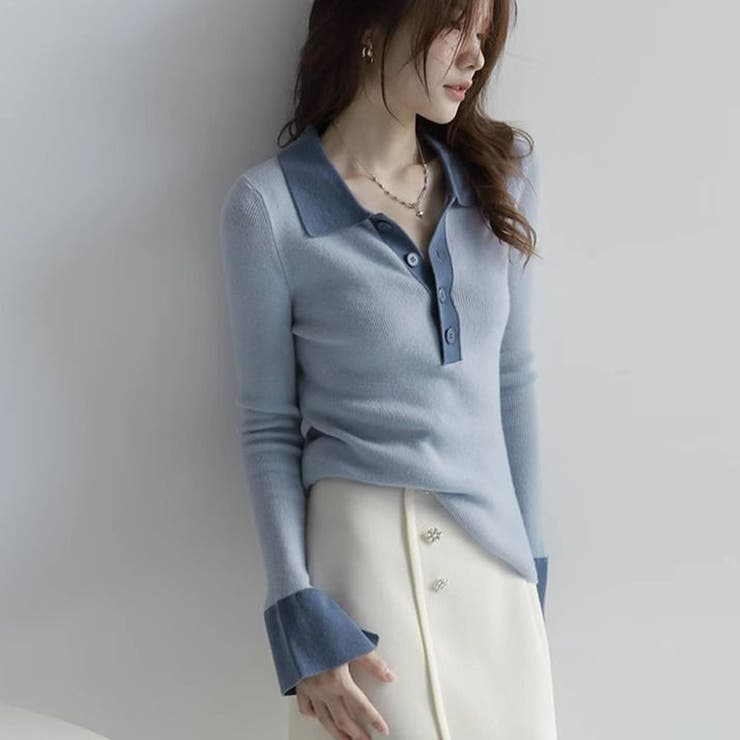 ブルー | ニットセーター Vネック レディース | shoppinggo