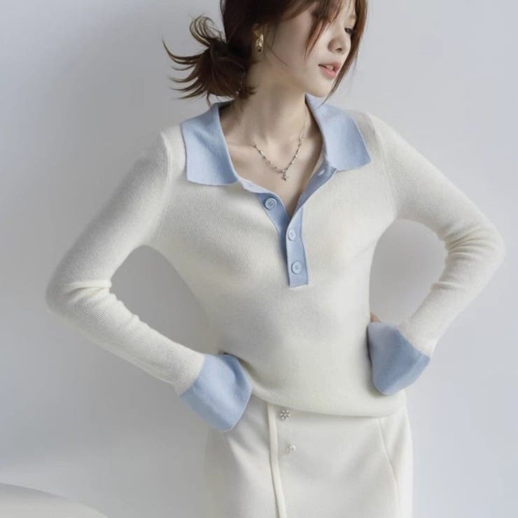 ホワイト | ニットセーター Vネック レディース | shoppinggo