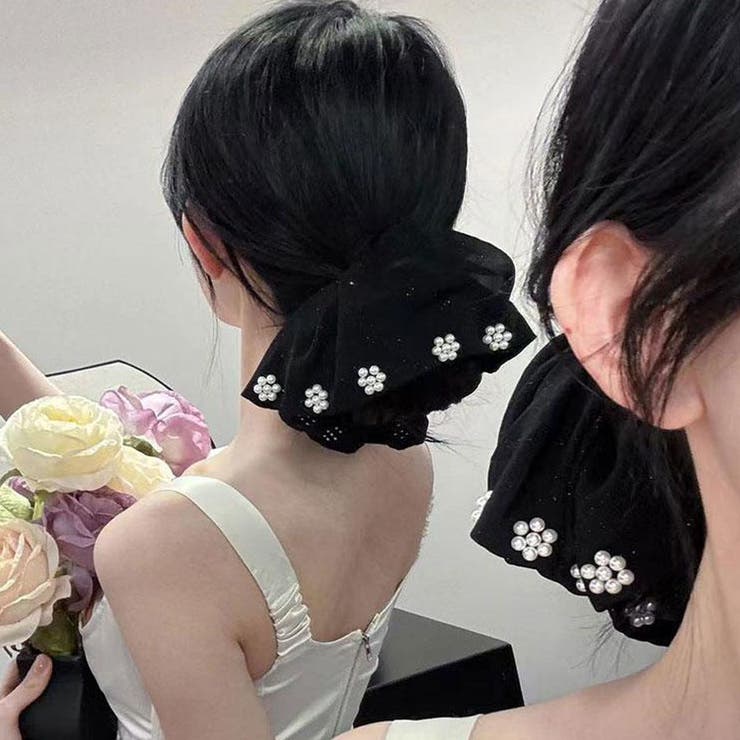 シュシュ ヘアゴム パール付き | shoppinggo | 詳細画像2 