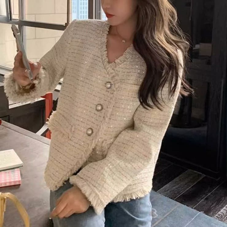 ジャケット ツイード柄 ノーカラー | shoppinggo | 詳細画像10 