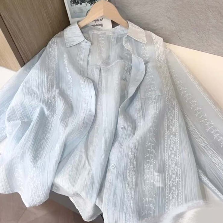 シャツカーディガン 3Dフラワープリント 透け感 | shoppinggo | 詳細画像11 