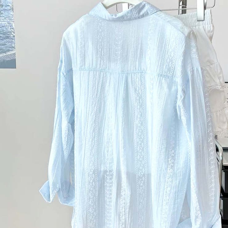 シャツカーディガン 3Dフラワープリント 透け感 | shoppinggo | 詳細画像14 