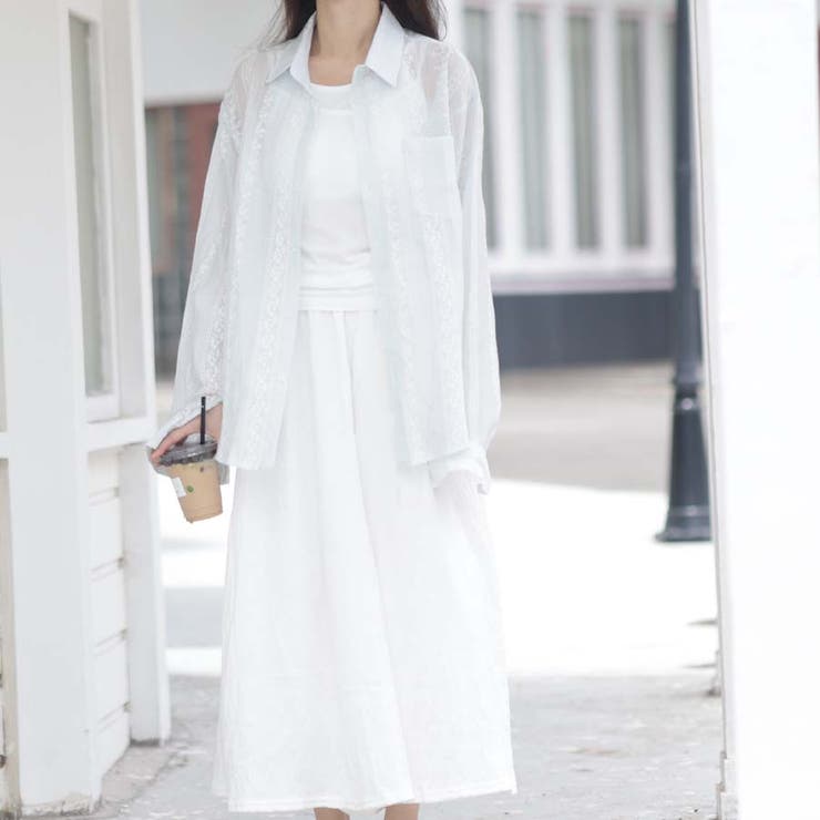 シャツカーディガン 3Dフラワープリント 透け感 | shoppinggo | 詳細画像16 