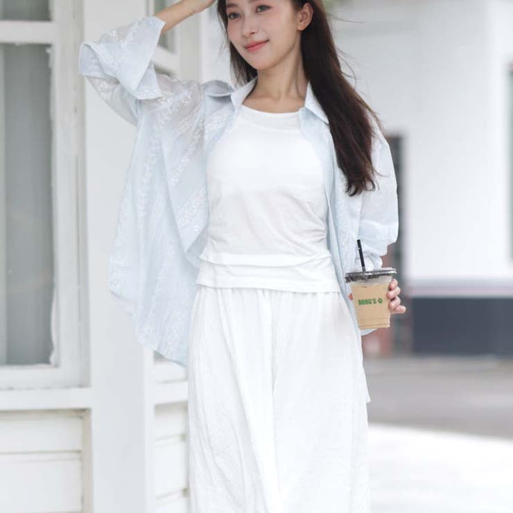 シャツカーディガン 3Dフラワープリント 透け感 | shoppinggo | 詳細画像29 