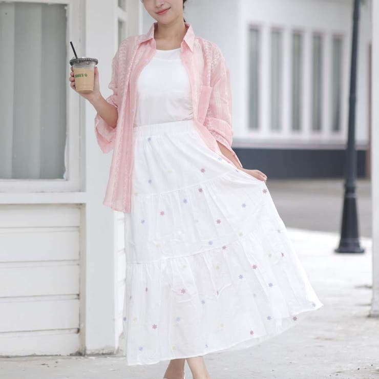 シャツカーディガン 3Dフラワープリント 透け感 | shoppinggo | 詳細画像41 