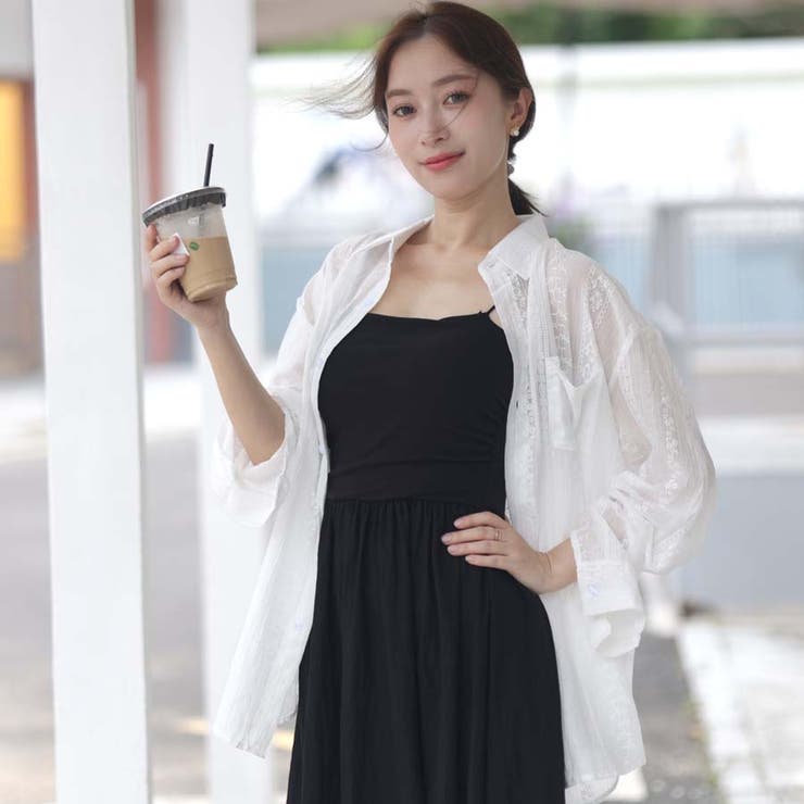 シャツカーディガン 3Dフラワープリント 透け感 | shoppinggo | 詳細画像44 