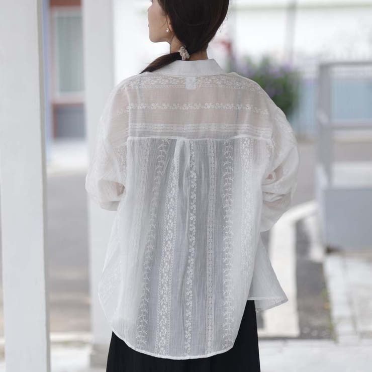 シャツカーディガン 3Dフラワープリント 透け感 | shoppinggo | 詳細画像48 