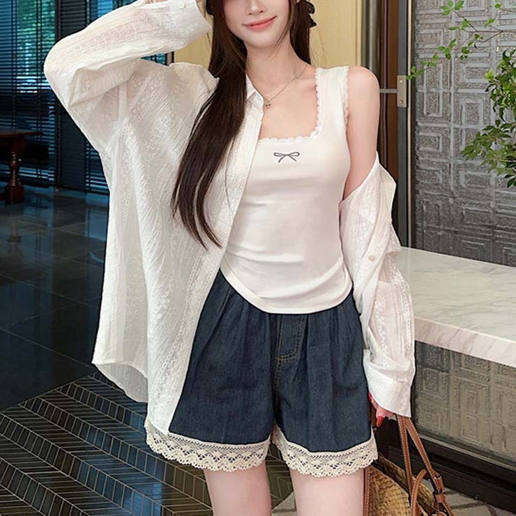 シャツカーディガン 3Dフラワープリント 透け感 | shoppinggo | 詳細画像57 