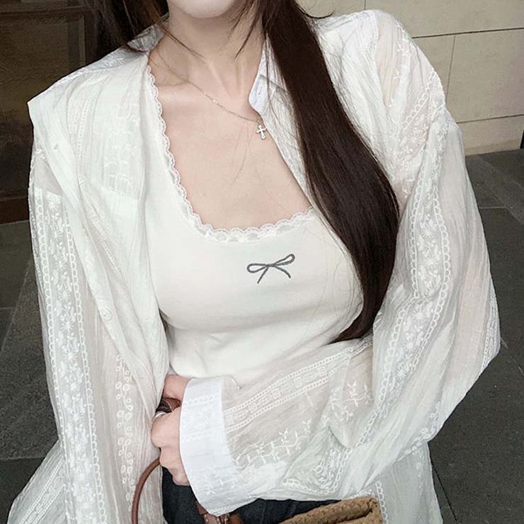 シャツカーディガン 3Dフラワープリント 透け感 | shoppinggo | 詳細画像59 