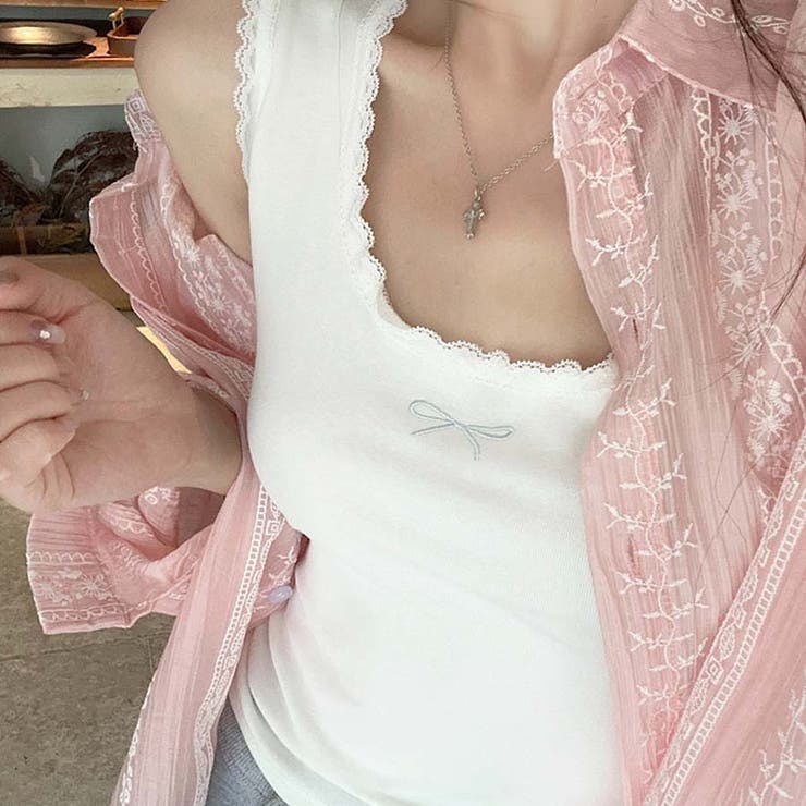 シャツカーディガン 3Dフラワープリント 透け感 | shoppinggo | 詳細画像62 