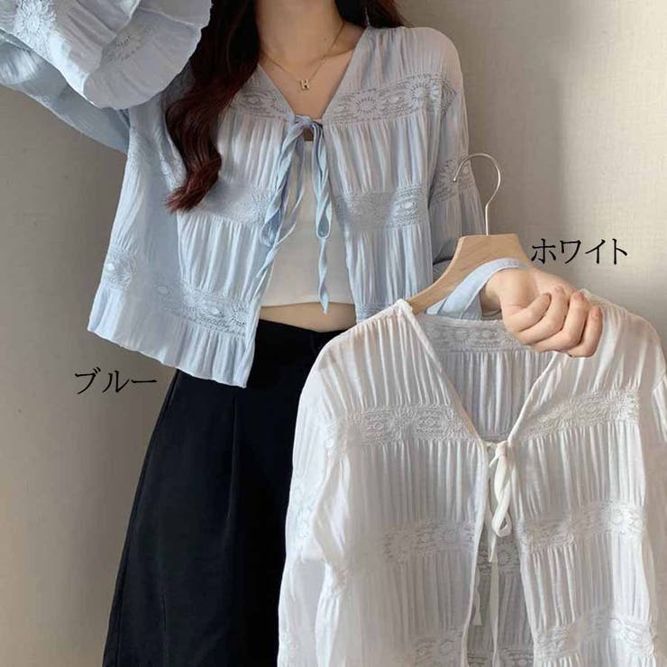 サマーカーディガン 透かし編み Vネックカーディガン | shoppinggo | 詳細画像2 