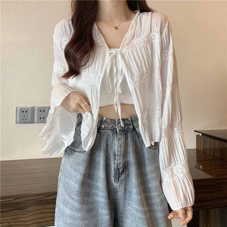 サマーカーディガン 透かし編み Vネックカーディガン | shoppinggo | 詳細画像4 