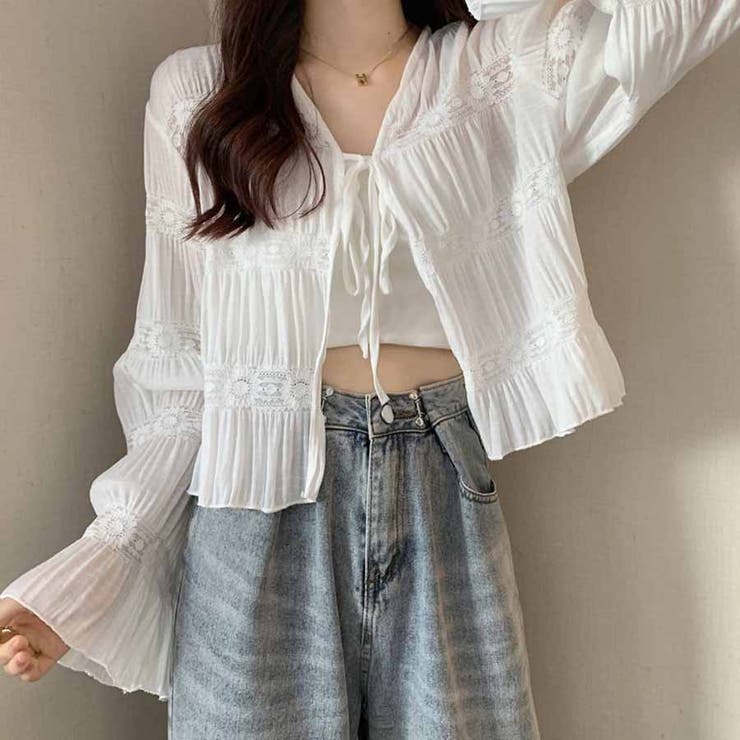 サマーカーディガン 透かし編み Vネックカーディガン | shoppinggo | 詳細画像5 