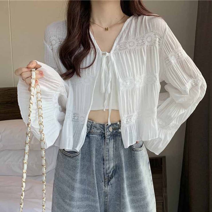 サマーカーディガン 透かし編み Vネックカーディガン | shoppinggo | 詳細画像6 