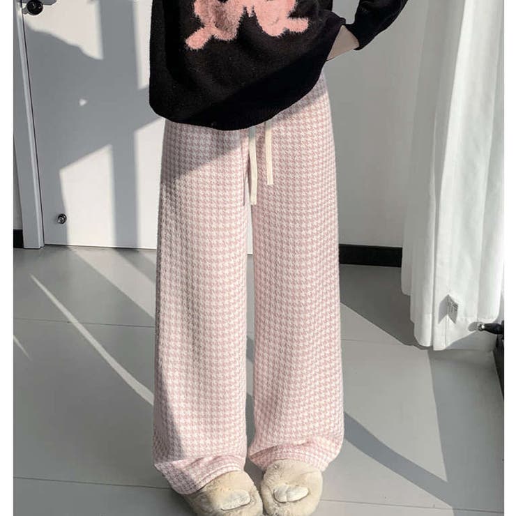 裏起毛パンツ 千鳥格子 ワイドパンツ | shoppinggo | 詳細画像13 