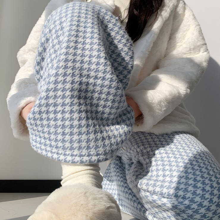 裏起毛パンツ 千鳥格子 ワイドパンツ | shoppinggo | 詳細画像19 