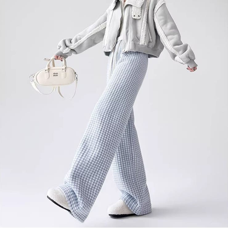 裏起毛パンツ 千鳥格子 ワイドパンツ | shoppinggo | 詳細画像21 
