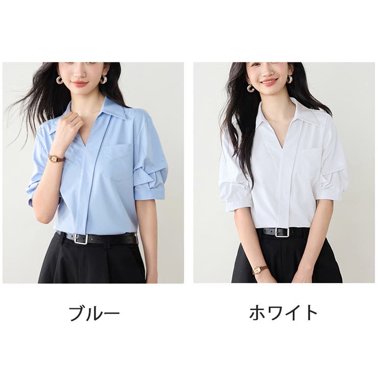 Vネック シャツ ブラウス[品番：JRKW0005389]｜shoppinggo