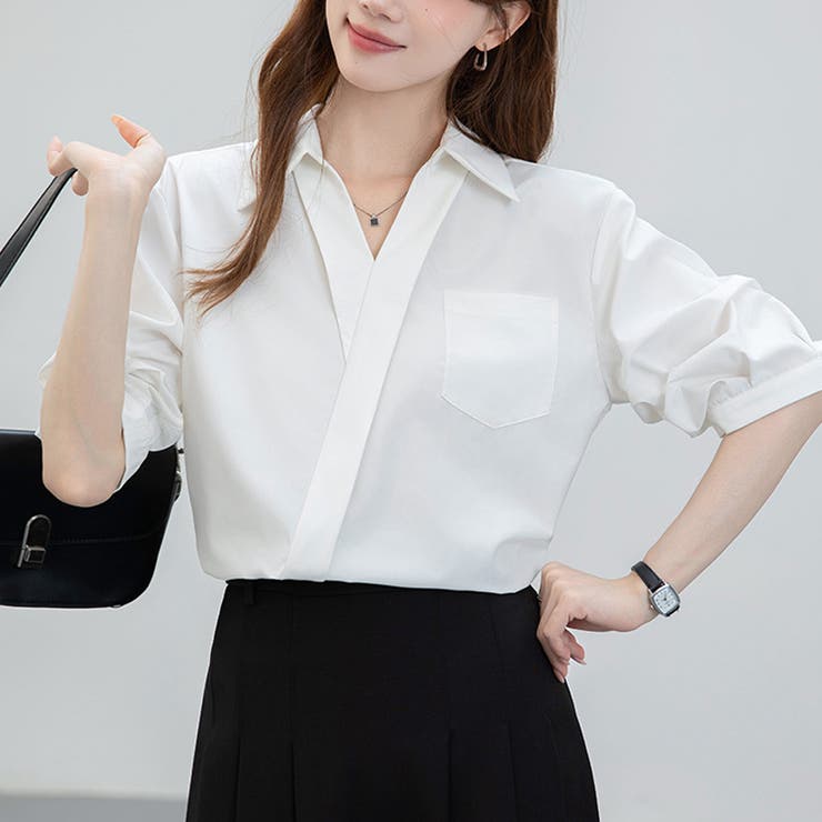 Vネック シャツ ブラウス[品番：JRKW0005389]｜shoppinggo