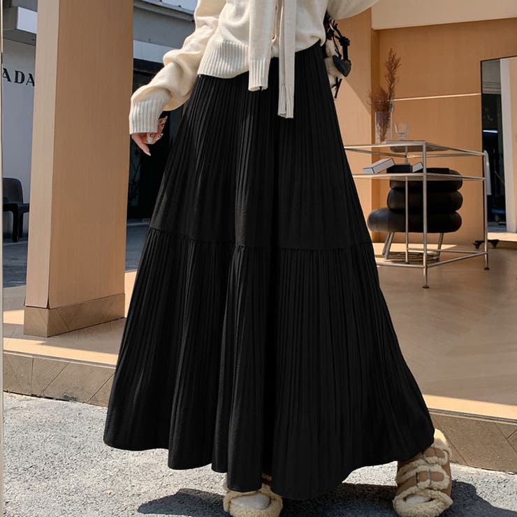 プリーツスカートロング黒 無地スカート ひざ下 | shoppinggo | 詳細画像13 