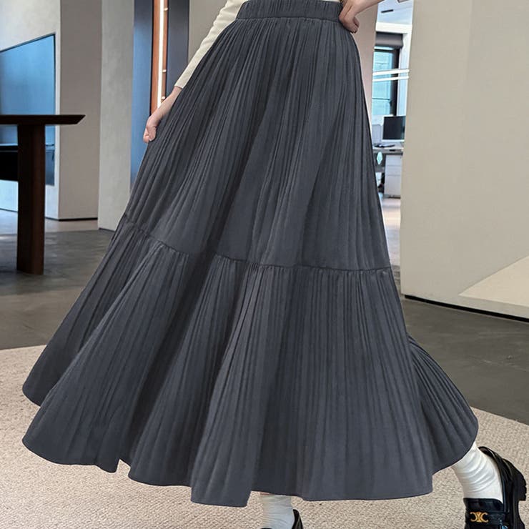 プリーツスカートロング黒 無地スカート ひざ下 | shoppinggo | 詳細画像28 