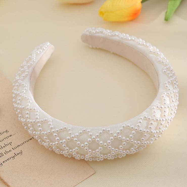 ホワイト | カチューシャ パール 幅広 | shoppinggo