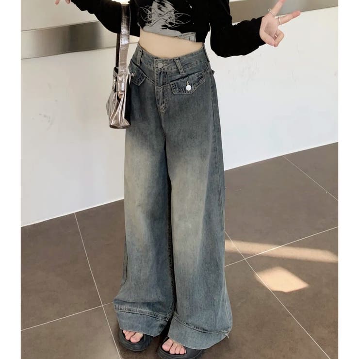 ワイドデニムパンツ ハイウエスト シンプルデニム | shoppinggo | 詳細画像5 